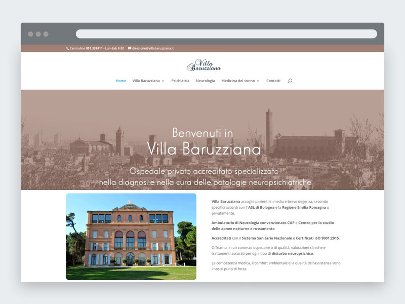 Realizzazione sito web Villa Baruzziana Bologna